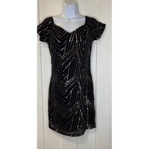Iris Black and Silver Sequin Dress